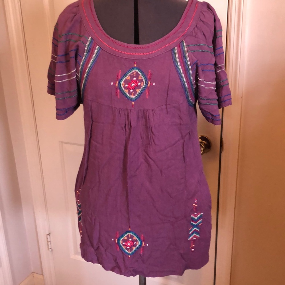 Embroidered Purple Women's Top
